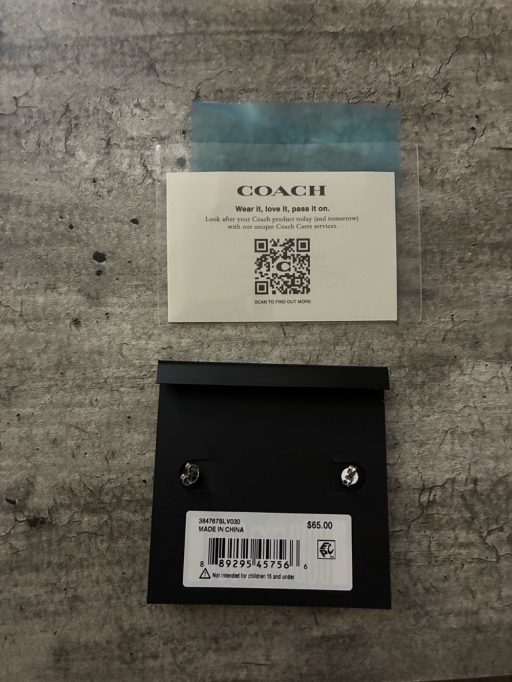 Coach Silver “C” Logo Crystal Earrings - Picture 2 of 5